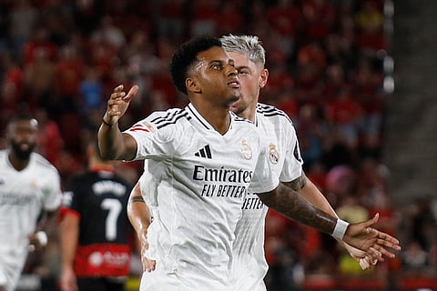 La Liga, Real Madrid vs Mallorca: Real Madrid's Rodrygo celebrates after scoring the opening goal